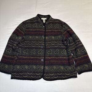 VTG Studio Works Womens Lg Knit Blazer Cardigan Southwestern Boho Aztec EUC